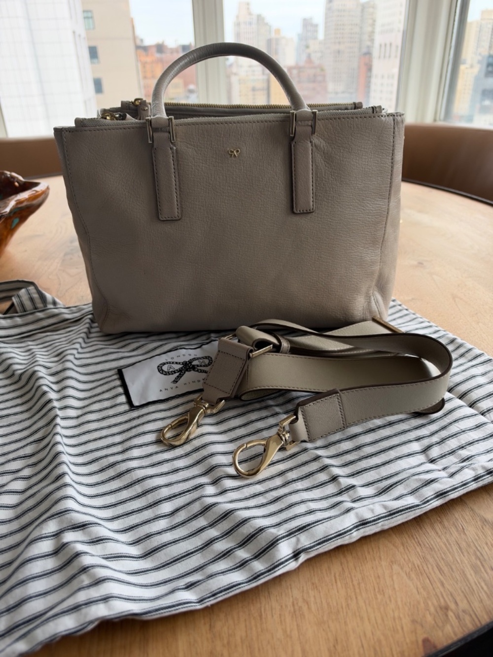 Anya Hindmarch Ebury Leather Tote – Taupe Grey